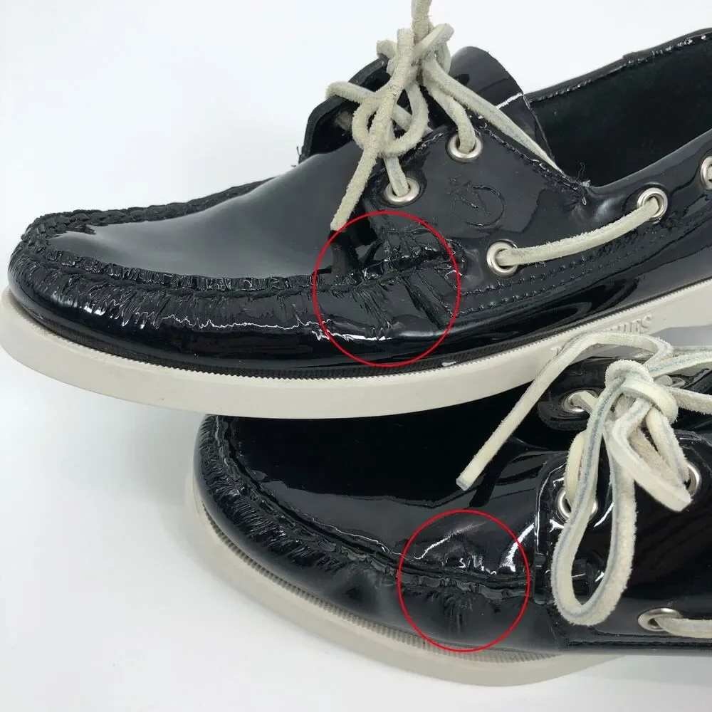 Sebago‎ Docksides Boat Shoes Mens 9 More Like 8.5 Black Patent Leather Moccasin